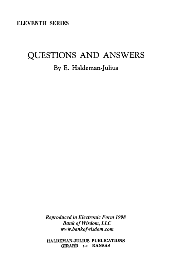 (image for) Questions And Answers, Vol. 11. - Click Image to Close